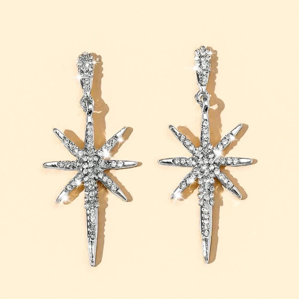 Any 2/$20! Crystal Pave Starburst Drop Earrings - Picture 8 of 12